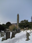 SX02773 Glendalough Round Tower in snow.jpg